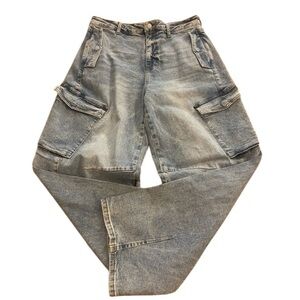 Women’s Barrel Baggy Cargo Jeans Medium Stone Blue New* Waist 34, Length 31 VBRT